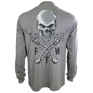 FTW Skull Gray Long Sleeve Men's Biker Shirt FTW Skull Gray Long Sleeve Men's Biker Shirt
