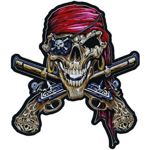 Biker Patches Pirate Skull & Gun Cross Bones by Lethal Threat Biker Patches Pirate Skull & Gun Cross Bones by Lethal Threat