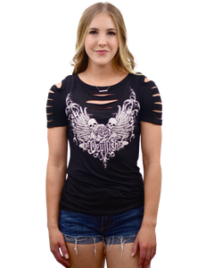 Ladies Devilish Rhinestone USA Made Shirt