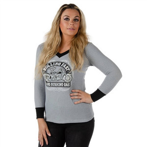 Women's Biker Shirts: Rolling Fast Thermal Motorcycle Shirt w/ Bling Women's Biker Shirts: Rolling Fast Thermal Motorcycle Shirt w/ Bling