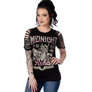 Midnight Dirge Motorcycle Bling Ladies Biker Top by Liberty Wear Midnight Dirge Motorcycle Bling Ladies Biker Top by Liberty Wear