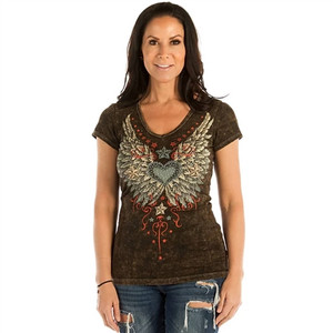 Vintage Angel Wings & Stars Mineral Wash Shirt, Liberty Wear Vintage Angel Wings & Stars Mineral Wash Shirt, Liberty Wear