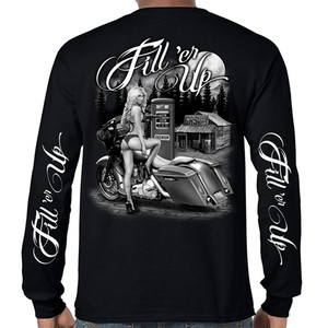 Men's Biker Shirts: Motorcycle Babe Long Sleeve Men's Biker Shirts: Motorcycle Babe Long Sleeve