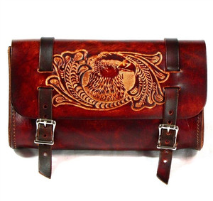 Antique Retro Leather Brown Motorcycle Tool Bag, USA Made Cowhide Antique Retro Leather Brown Motorcycle Tool Bag, USA Made Cowhide