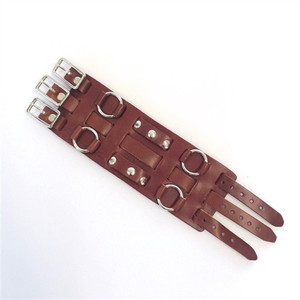 Brown Leather Wide Watch Band: 3 Straps Retro Cowhide Brown Leather Wide Watch Band: 3 Straps Retro Cowhide