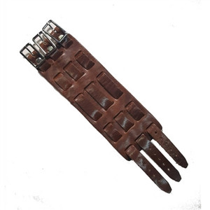 USA-made 3-strap brown leather wide watch band with silver buckle USA-made 3-strap brown leather wide watch band with silver buckle