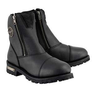 Milwaukee Leather MBL202 Women's Black Twin Zip Motorcycle Boots with Full Grain Cowhide Leather Milwaukee Leather MBL202 Women's Black Twin Zip Motorcycle Boots with Full Grain Cowhide Leather