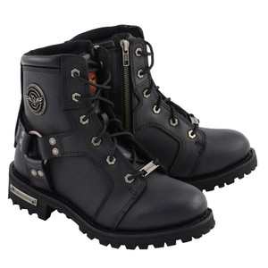 Milwaukee Leather MBL9302 Black 8-Inch Lace-Up Ladies Biker Boots Milwaukee Leather MBL9302 Black 8-Inch Lace-Up Ladies Biker Boots
