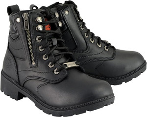 Milwaukee Leather women’s black motorcycle boots lace up with side zipper Milwaukee Leather women’s black motorcycle boots lace up with side zipper