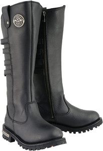 Milwaukee Leather MBL9345 Women's 15-inch black high-rise motorcycle boots with four adjustable calf buckles Milwaukee Leather MBL9345 Women's 15-inch black high-rise motorcycle boots with four adjustable calf buckles