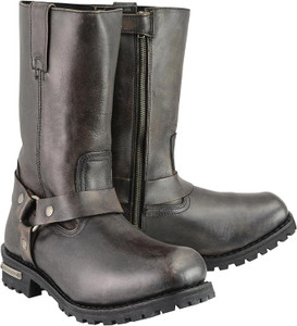 Milwaukee Leather brown motorcycle harness boots with buckle strap and oil-resistant sole Milwaukee Leather brown motorcycle harness boots with buckle strap and oil-resistant sole