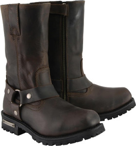 Milwaukee Leather brown mens harness boots with square toe and full-grain leather Milwaukee Leather brown mens harness boots with square toe and full-grain leather
