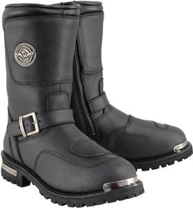 Milwaukee MBM9070 Men's Black Leather Engineer Motorcycle Boots Reflective Piping & Gear Shift Protection Milwaukee MBM9070 Men's Black Leather Engineer Motorcycle Boots Reflective Piping & Gear Shift Protection
