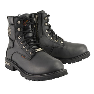 Milwaukee Leather MBM9096WP Men's Black Leather 6-Inch Lace-Up Waterproof Motorcycle Boots Milwaukee Leather MBM9096WP Men's Black Leather 6-Inch Lace-Up Waterproof Motorcycle Boots