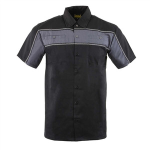 Biker Clothing Co Black & Gray Button-Up Men's Mechanic Shirt Biker Clothing Co Black & Gray Button-Up Men's Mechanic Shirt