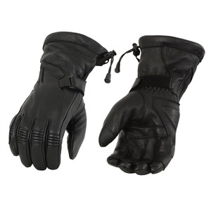 Milwaukee Leather insulated leather gauntlet motorcycle gloves – front view showcasing premium leather construction and thermal lining Milwaukee Leather insulated leather gauntlet motorcycle gloves – front view showcasing premium leather construction and thermal lining