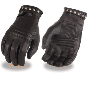 Milwaukee Leather thermal-lined women's motorcycle gloves with studded wrist detail and gel-padded palm Milwaukee Leather thermal-lined women's motorcycle gloves with studded wrist detail and gel-padded palm