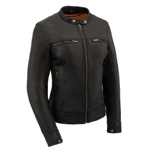 Milwaukee Leather Ladies Lightweight Scooter Jacket in black with zippered vents and concealed carry pockets Milwaukee Leather Ladies Lightweight Scooter Jacket in black with zippered vents and concealed carry pockets