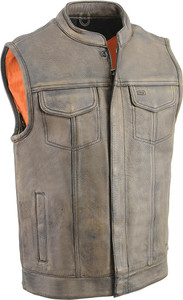 Milwaukee Leather distressed brown club vest – snap and zipper closure, dual chest and waist pockets, concealed carry pockets Milwaukee Leather distressed brown club vest – snap and zipper closure, dual chest and waist pockets, concealed carry pockets