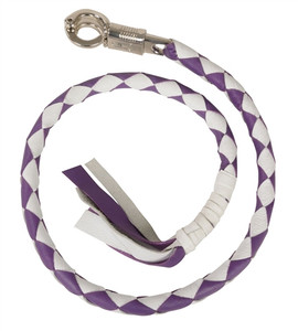 Get Back Motorcycle Whips - Purple & White Leather Get Back Motorcycle Whips - Purple & White Leather