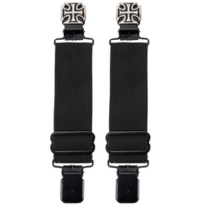 Biker Boot Stirrup Strap Pants Bungee Iron Cross