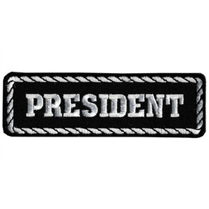Motorcycle Club President, Hot Leathers Embroidered Patches Motorcycle Club President, Hot Leathers Embroidered Patches