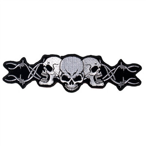 Barbed Wire Skull Trio Patch Motorcycle Patches Barbed Wire Skull Trio Patch Motorcycle Patches