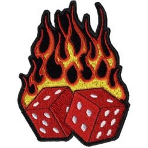 Biker Patches Red Flaming Dice, Hot Leathers Biker Patches Red Flaming Dice, Hot Leathers