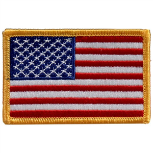 American Flag 4'' Motorcycle Patch, Gold Trim American Flag 4'' Motorcycle Patch, Gold Trim