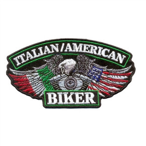 Hot Leathers Italian American Biker 5-inch Patch with eagle holding American and Italian flags for jackets, vests Hot Leathers Italian American Biker 5-inch Patch with eagle holding American and Italian flags for jackets, vests
