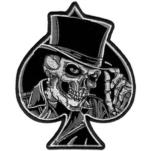 Top Hat Skull, Ace Biker Patches, Hot Leathers Top Hat Skull, Ace Biker Patches, Hot Leathers