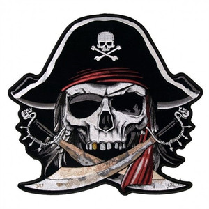 Hot Leathers Large Pirate Skull Biker Patch with embroidered skull, tricorn hat, and crossed swords for jackets, vests Hot Leathers Large Pirate Skull Biker Patch with embroidered skull, tricorn hat, and crossed swords for jackets, vests