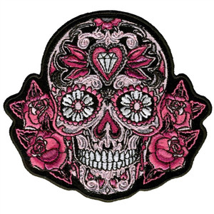 Hot Leathers Pink Sugar Skull Biker Patch Hot Leathers Pink Sugar Skull Biker Patch