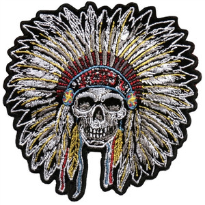 Hot Leathers Full Skeleton Headdress Biker Patch with embroidered skull Hot Leathers Full Skeleton Headdress Biker Patch with embroidered skull