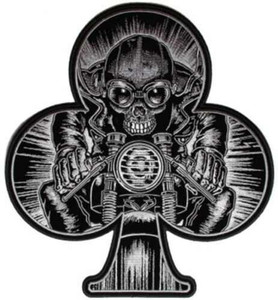 Ace of Spade Cafe Extreme Patch – large skeleton biker on spade design Ace of Spade Cafe Extreme Patch – large skeleton biker on spade design