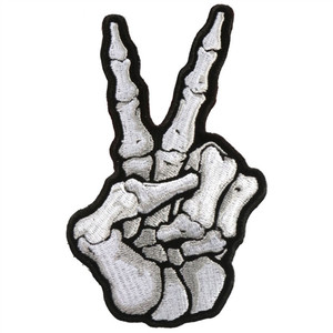 Hot Leathers Skeleton Peace Sign Biker Patch for jackets, vests, and motorcycle gear Hot Leathers Skeleton Peace Sign Biker Patch for jackets, vests, and motorcycle gear