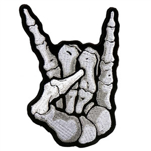 Skeleton Devil Horns Finger Patch, Motorcycle Patches Skeleton Devil Horns Finger Patch, Motorcycle Patches