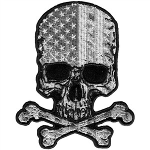 Skull & Bones Biker Patches: USA Flag Hot Leathers Skull & Bones Biker Patches: USA Flag Hot Leathers