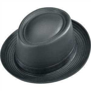 Henschel Black Leather Porkpie Jazz Hat Henschel Black Leather Porkpie Jazz Hat
