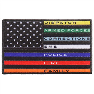 First Responder thin line flag patch with blue red white gray green gold lines, 4-inch First Responder thin line flag patch with blue red white gray green gold lines, 4-inch