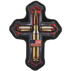 Hot Leathers Patches: Bless These Bullets Cross Biker Patch Hot Leathers Patches: Bless These Bullets Cross Biker Patch