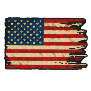 Large tattered American flag 12-inch biker patch Hot Leathers, heat-sealed backing Large tattered American flag 12-inch biker patch Hot Leathers, heat-sealed backing