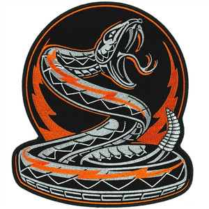 8'' Rattler Snake Patch, Hot Leathers Biker Patches 8'' Rattler Snake Patch, Hot Leathers Biker Patches