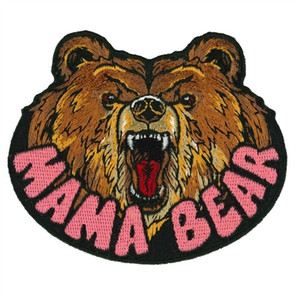 Hot Leathers 'Mama Bear' ladies biker patch featuring a bear silhouette and floral accents Hot Leathers 'Mama Bear' ladies biker patch featuring a bear silhouette and floral accents
