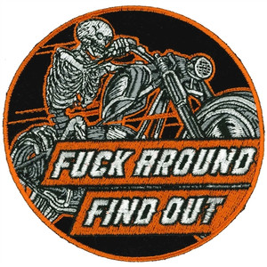 Fuck Around Find Out Skeleton Biker Patch by Hot Leathers Fuck Around Find Out Skeleton Biker Patch by Hot Leathers
