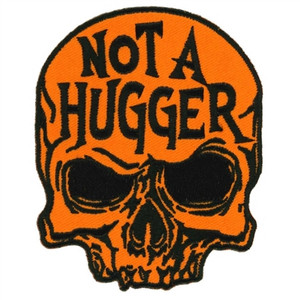 Not A Hugger Orange Skull Biker Patch by Hot Leathers Not A Hugger Orange Skull Biker Patch by Hot Leathers