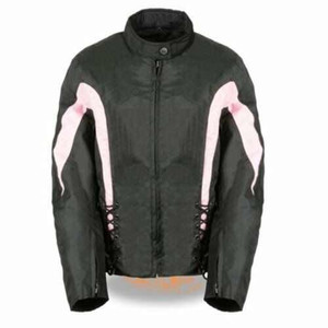 Black Textile Ladies Motorcycle Jacket - Pink Corset Black Textile Ladies Motorcycle Jacket - Pink Corset