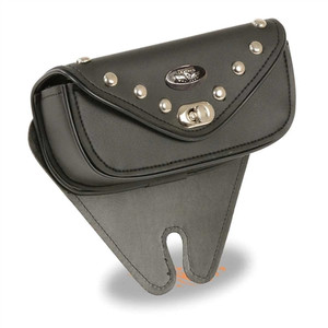 Black Small Single Pocket Studded Windshield Mount Bag with Turn Clasp Black Small Single Pocket Studded Windshield Mount Bag with Turn Clasp