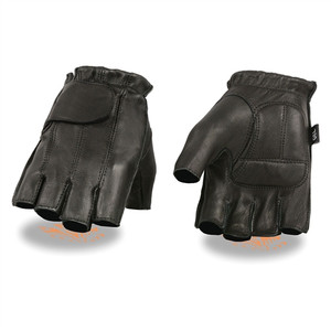Milwaukee Leather men's deerskin fingerless motorcycle gloves – front view showcasing premium deerskin leather and gel-padded palm Milwaukee Leather men's deerskin fingerless motorcycle gloves – front view showcasing premium deerskin leather and gel-padded palm