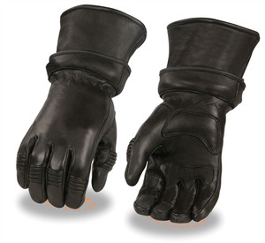 Milwaukee Black Winter Deerskin Gauntlet Biker Gloves with Gel Palm Milwaukee Black Winter Deerskin Gauntlet Biker Gloves with Gel Palm